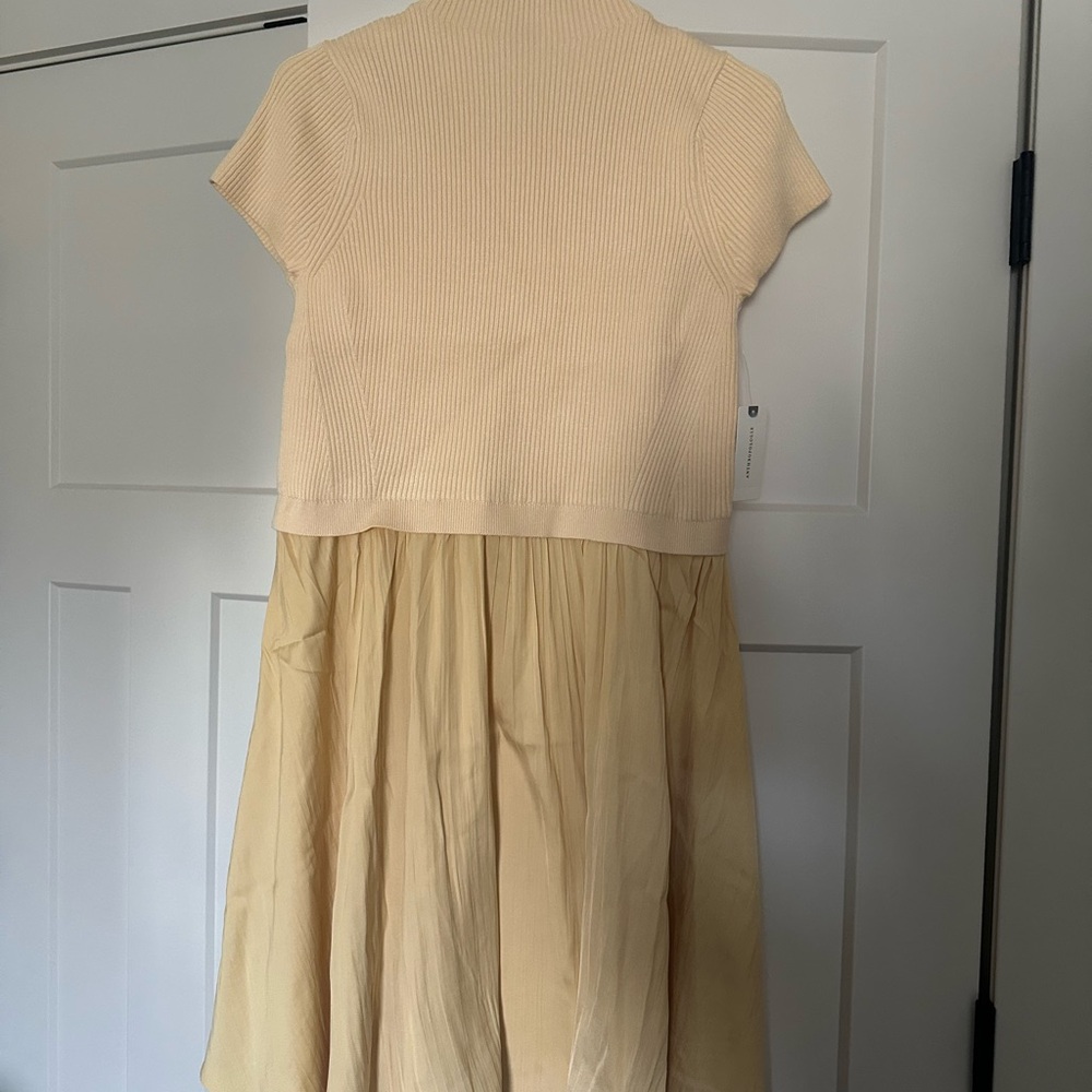 NWT Anthropologie Butter Yellow Thea Short Sleeve Twofer Mini Dress